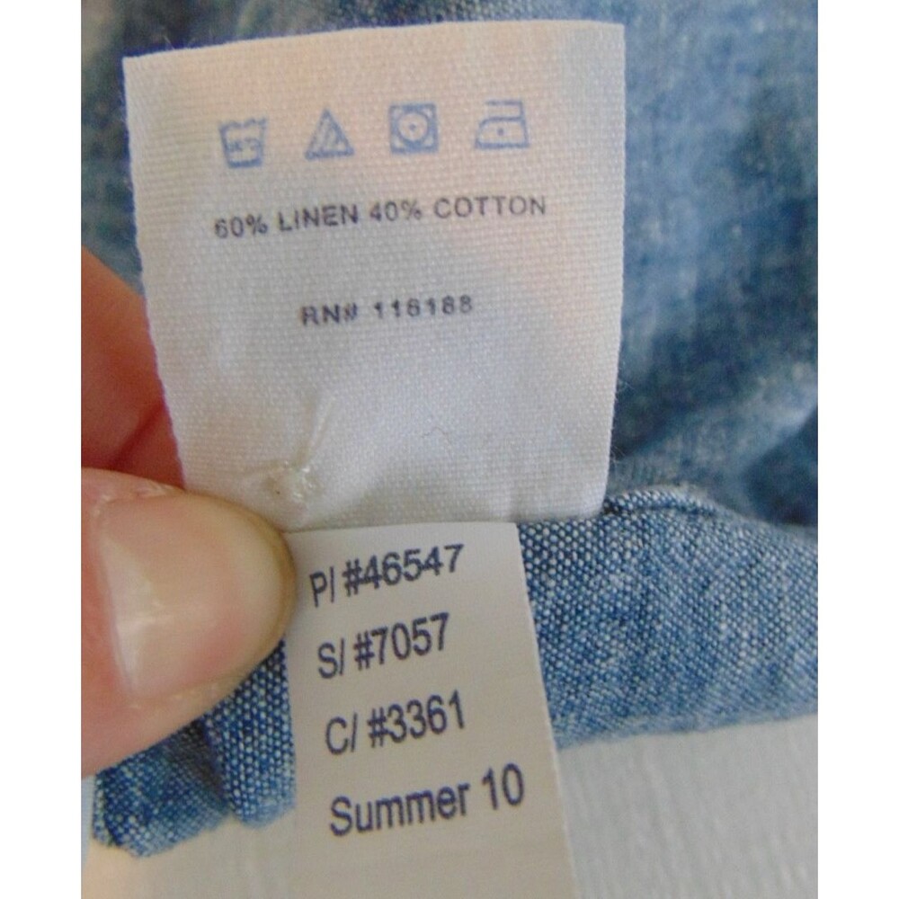 Martin + Osa Womens Denim Pearl Snap Shirt Western Short Sleeve Linen Blue Small - Picture 10 of 10
